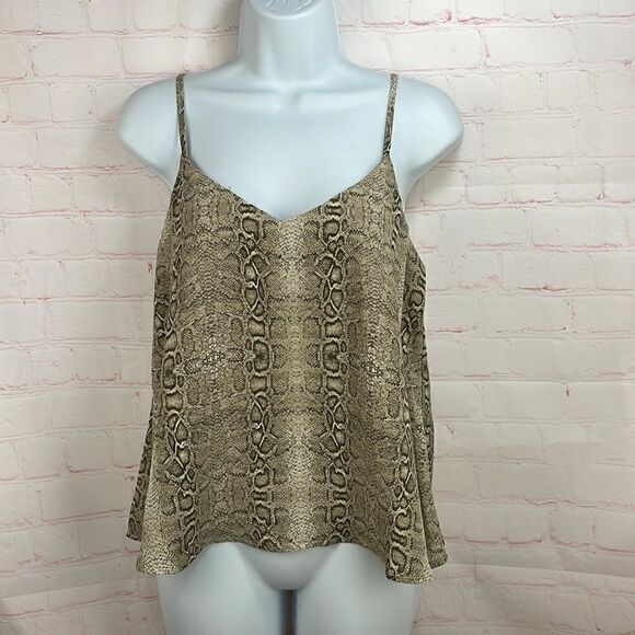Leith Snake/ Python Print Spaghetti Strap Tank Top Lined Cami Blouse - Picture 2 of 8